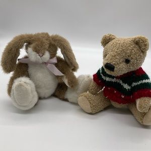 VINTAGE HUGFUN INTERNATIONAL FULLY JOINTED BUNNY AND BEAR